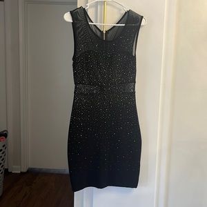 Evening black dress with rhinestones